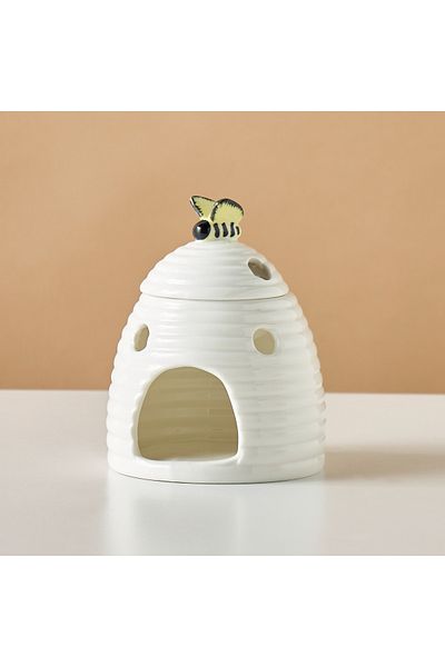 Lifestyle Cozy Cottage Ceramic Oil Burner with Bee Accent - 10x10x13 cms