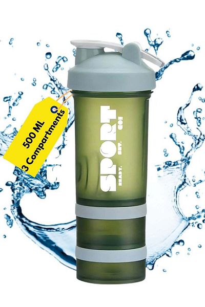 Prime by Javaudan SPORT Protein Shaker Bottle Portable Supplement Mixer Cup with Powder Storage for Running Cycling Fi