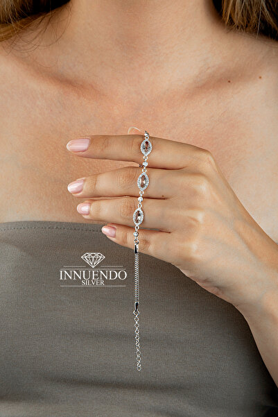 Innuendo 925 Ayar Gümüş Markiz Kesim Taş Çerçeveli Sultanit Taşlı Kutu Zincir...