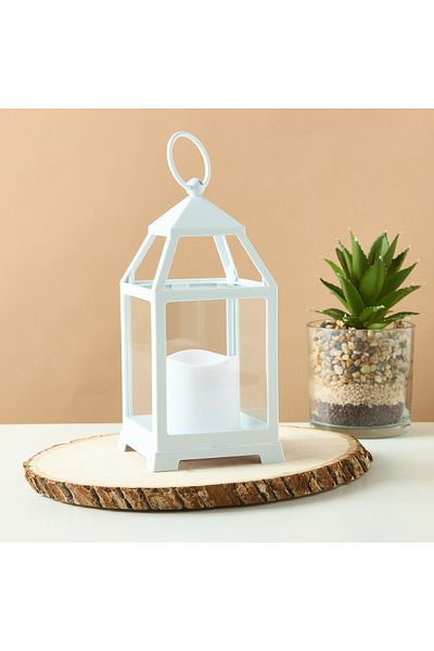 Lifestyle LED Flame Candle with Metal Lantern - 22 cms