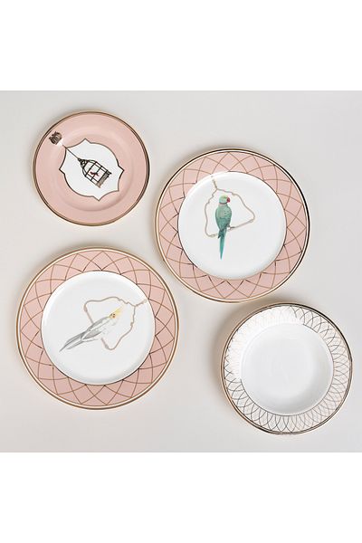 LA MESA pink porcelain 18 pc dinner set