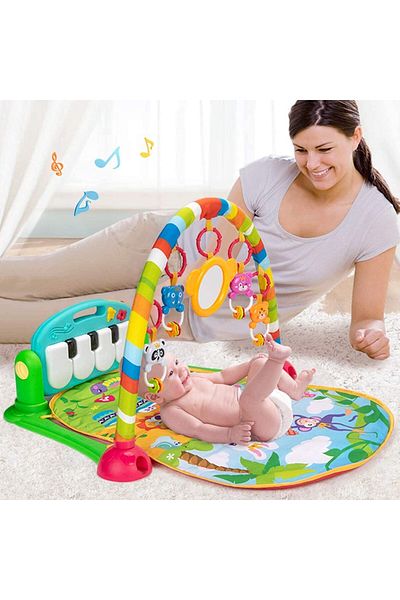 rexa 2-in-1 Baby Kick & Play Piano Gym Mat – 42 x 8 x 49 cm, Musical Activity Mat with Hanging Toys