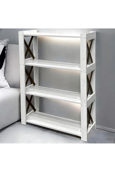 Kreslo Dark Style - Wooden Shelf with 4 Shelves - Height: 100 cm, Width: 73 cm, Depth: 27 cm