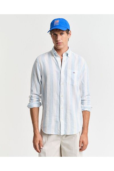 Gant Regular Fit Bold Striped Cotton Linen Shirt
