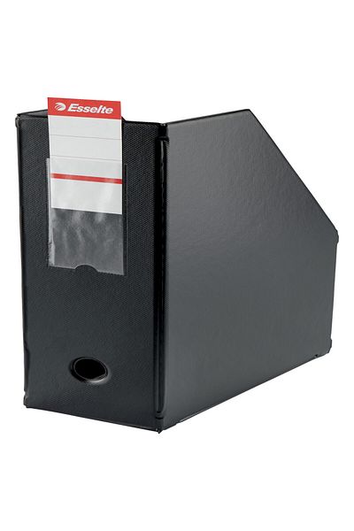 Esselte Foldable Document Holder, Black, A4 Size, 10 cm Spine, Durable Plastic, Space‑Saving Design