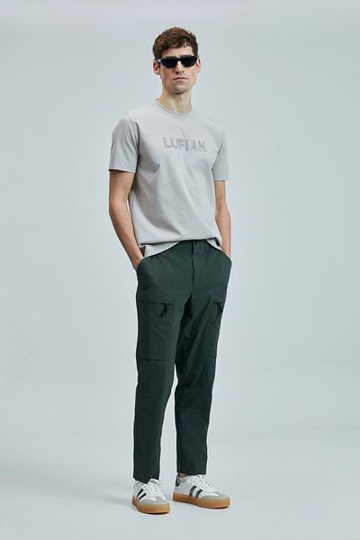 Lufian 111020240 Thınk Modern Graphic T-Shirt Men's T-Shirt Stone