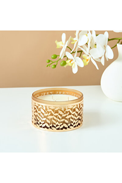 Lifestyle حامل شموع معدني مزخرف على شكل أوراق الشجر - 7 سم