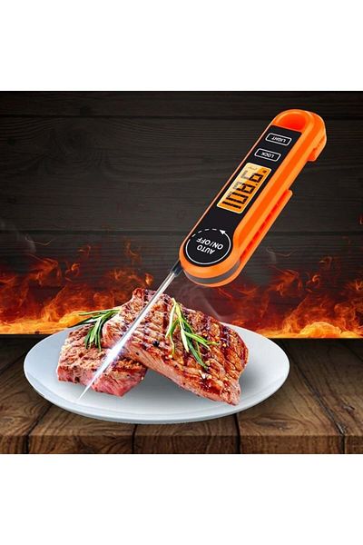 divendi-ro Digital food thermometer with instant reading, measures -50°C to +300°C, orange