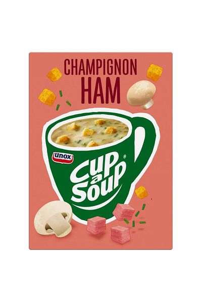 Unox Cup-a-Soup, Instant Soup with Ham and Champignon Mushrooms, 3 x 16 g
