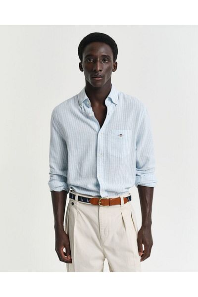 Gant Regular Fit Striped Cotton Linen Shirt