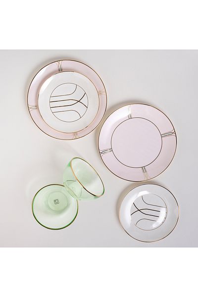 LA MESA pink porcelain/glass 18 pc dinner set
