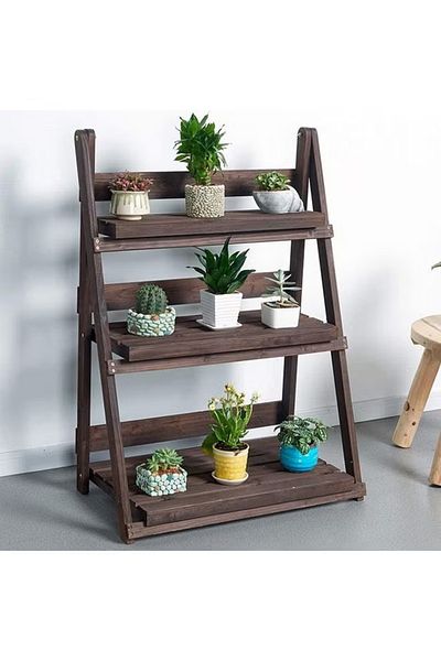 rexa Wooden Flower Display Stand Brown 60x106x40cm