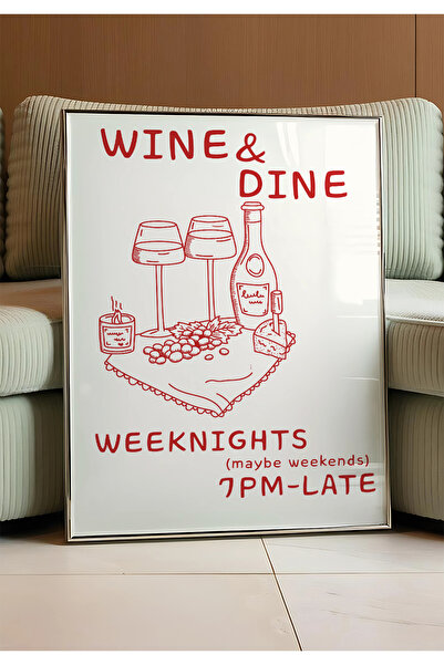 DES VU PRINT Wine and Dine Poster, Şarap Temalı Çerçevesiz Poster