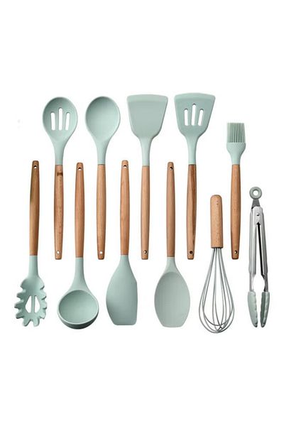 OASISWJ 11-Piece Cooking Utensils Kitchen Set Mint Green