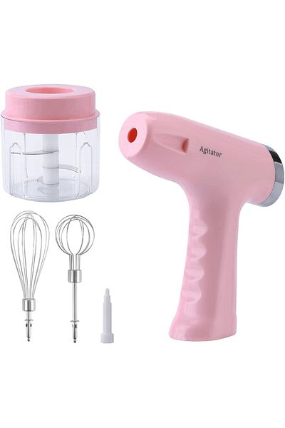 divendi-ro Mini electric blender, portable, rechargeable 3 in 1, with 4 accessories, pink