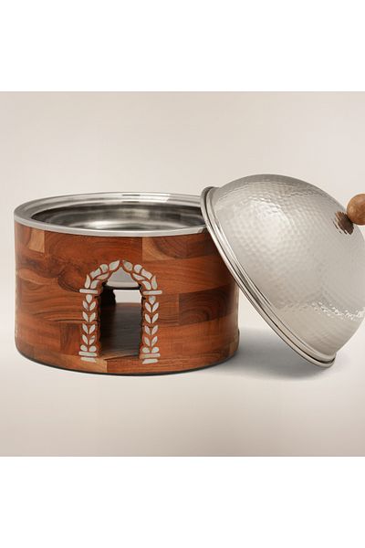 LA MESA Metal Food Server Nickel Plated 29*29*35Cm, Silver