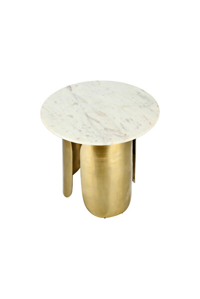 Generic Marble Top Side Table Aluminum Base Gold