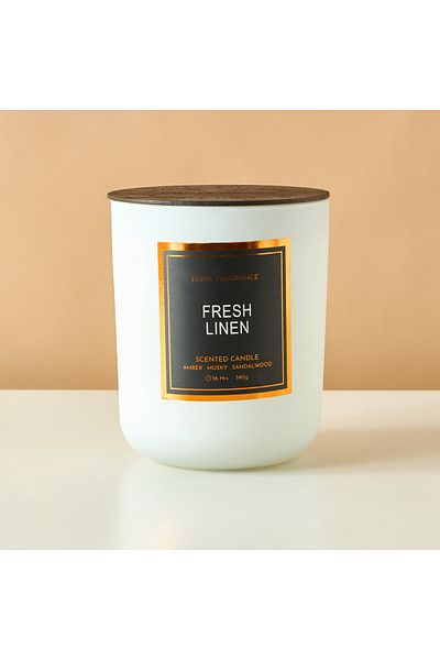 Lifestyle Elegance Matt Fresh Linen Scented Glass Jar Candle - 590 gms