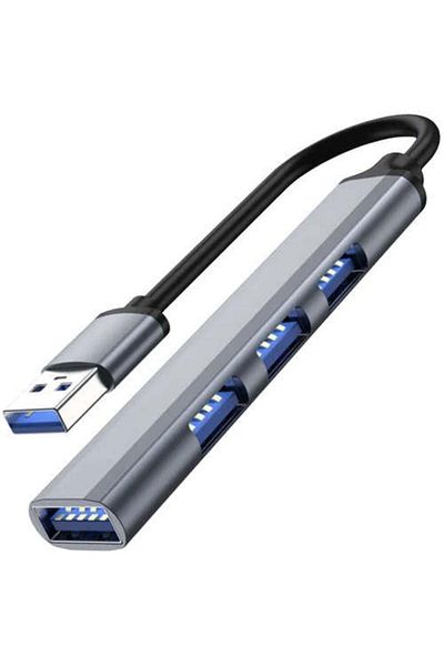 Welora 4-port USB hub,Aluminum body,Grey - Silver
