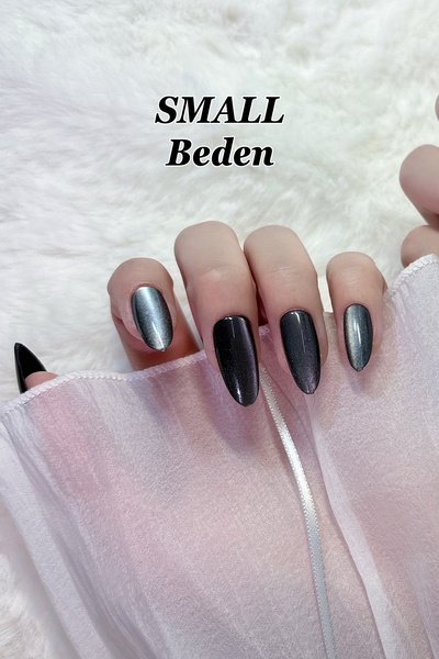 Easy Beauty SMALL Beden Siyah Kedi Gözü Tırnak Orta Badem 10 Adet Takma Tırna...