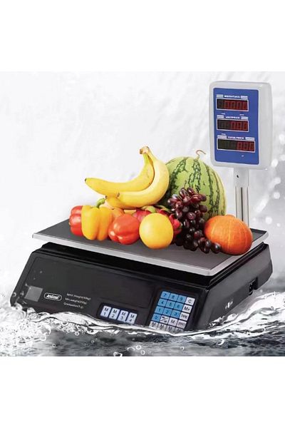 divendi-ro ACS-D1 electronic commercial scale, max. 40kg, for shops, digital, LCD display, black-silver