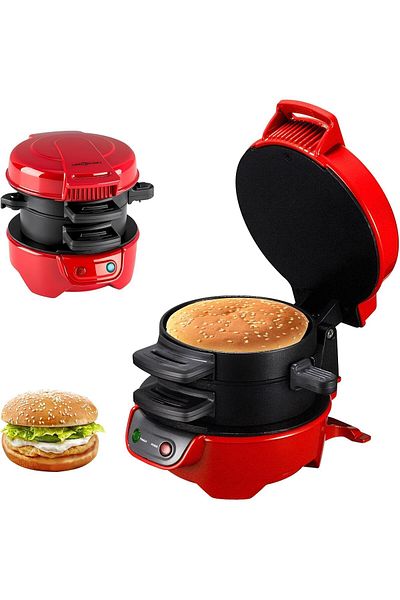 Generic Electric Hamburger Sandwich Maker, 600W, Red