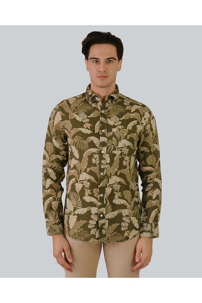 Gant Regular Fit Linen Print Shirt