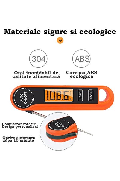 divendi-ro Digital food thermometer with instant reading, measures -50°C to +300°C, orange