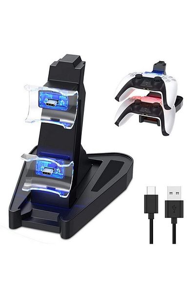 Welora Dual Charging Station for PlayStation 5 Controller, PS5 Stand/Dock - Black