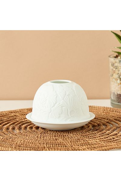 Lifestyle Ginkgo Ceramic Tealight Candleholder - 12x8 cms