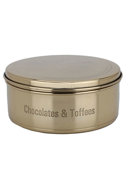 Generic صندوق تخزين فولاذي من معرض السيف، 17 سم، مع غطاء - ذهبي