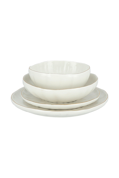 LA MESA White/gold porcelain 16pcs dinner set