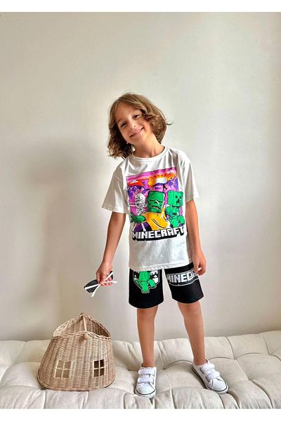 YİGİT BUTİK Yigit Boutique Printed Boys' Suit with Shorts