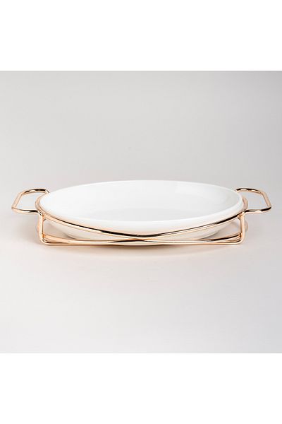 LA MESA Oval Plate With Stand Silver 12"