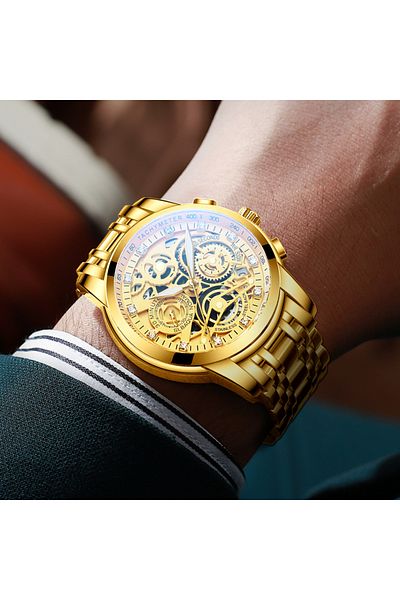 Cyber Quartz Watch Brand Gold Watch Men's Automatic Hollow Trend