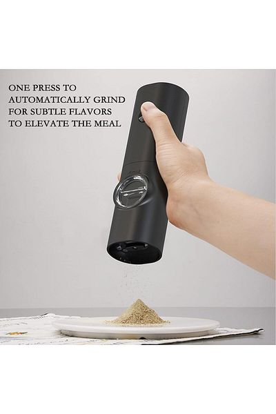 divendi-ro Electric grinder for salt, pepper, spices, led, 5 grinding sizes, black