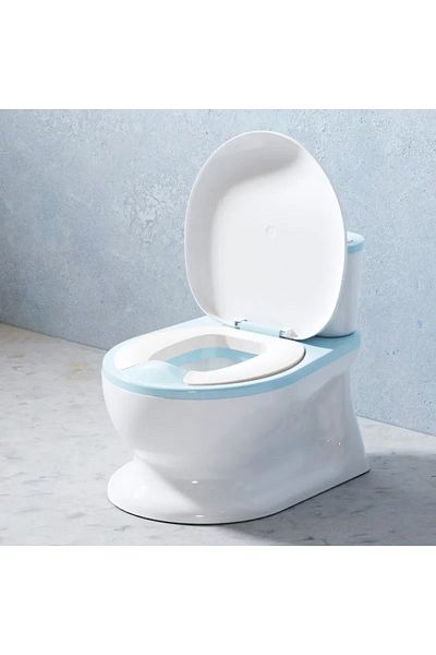 Little Mom Olita tip minitoaleta pentru copii Little Mom Blue cu sunete, colac din PVC, vas colector detasabil,