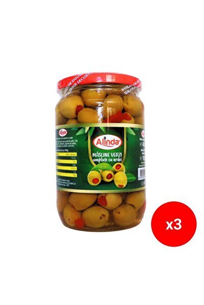 ALİNDA Măsline verzi umplute cu piper, 700 gr x3