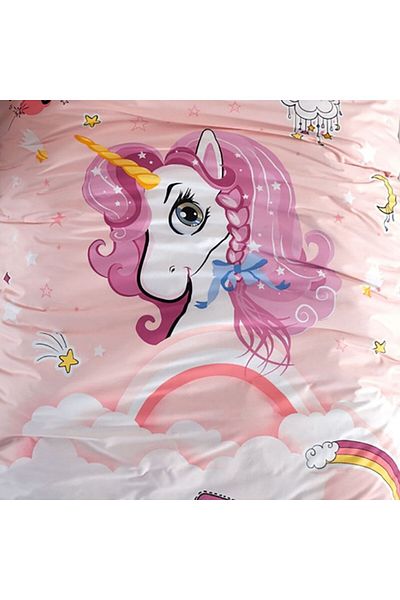 Pucioasa Single bed linen with unicorn, 100% cotton ranforce, Pucioasa, Pink Dreams