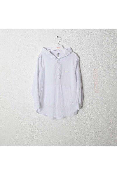 Nanica Kids Бяла риза с качулка и кенгуру джобове