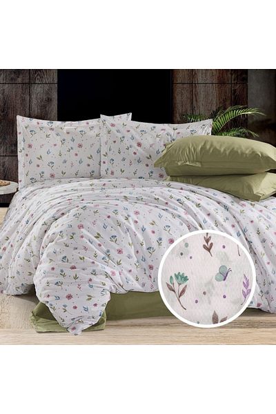 Pucioasa Crepe linen 1 person with pastel flowers, 100% cotton, duvet cover 160x220cm