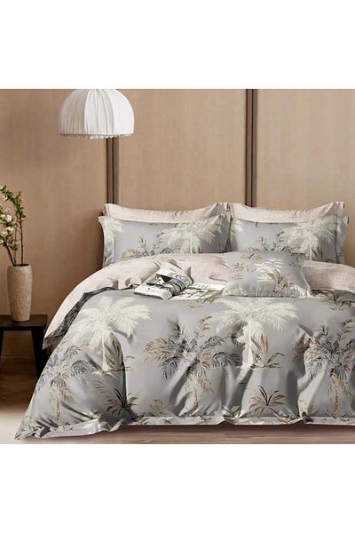 Pucioasa 100% cotton percale bed linen for 1 person, exotic palm trees