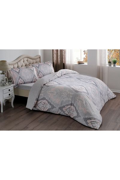 Taç Bed linen 1 person 100% cotton satin, TAC, Vales Pink/Grey