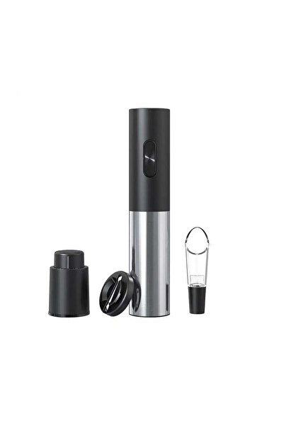 divendi-ro Set with electric corkscrew, cutter, aerator and wine bottle opener, elegant design, black-silver