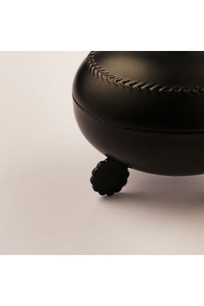 LA MESA Metal Serve Bowl With Lid Black Plated 12*12*12Cm, Black