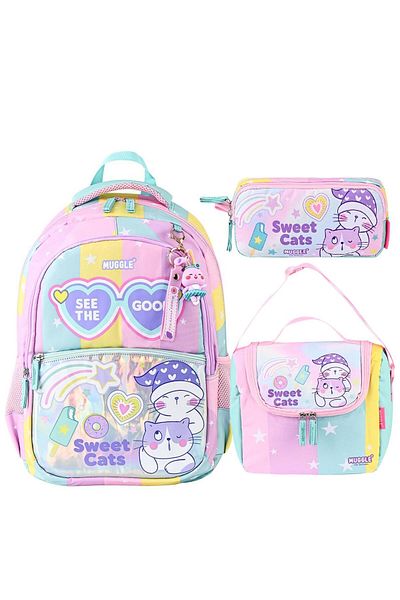 MUGGLE 3 Compartment Good Be Kind School Bag + Lunchbox + Pen Holder