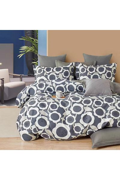 Pucioasa 100% cotton percale bed linen for 1 person, large circles