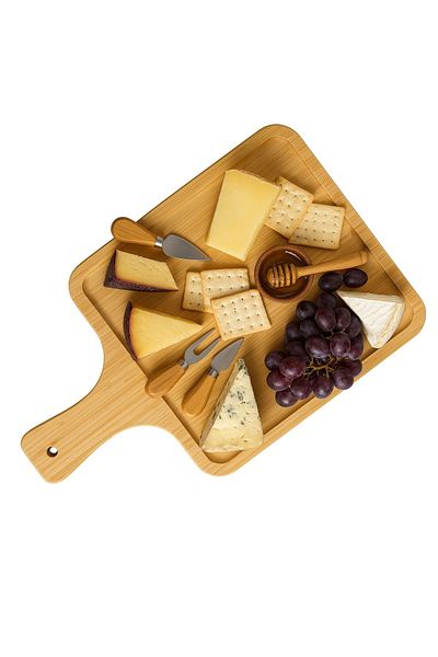 intoku Bamboo Large Presentation Plate Serving Presentation Plate Cutting Board 40X24 cm
