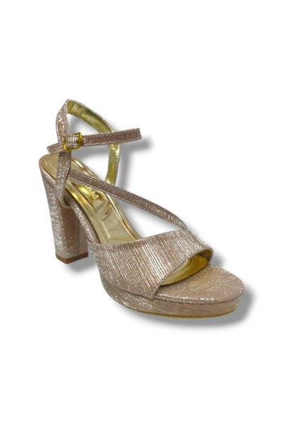 ERBAY 342-25 Γυναικεία πέδιλα με ψηλό τακούνι με γκλίτερ