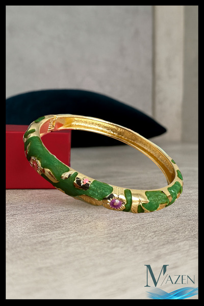 MAZEN Mineli Kelepçe Bileklik | Çiçek Motifli | Yaylı Bilezik | Zarif Model A...